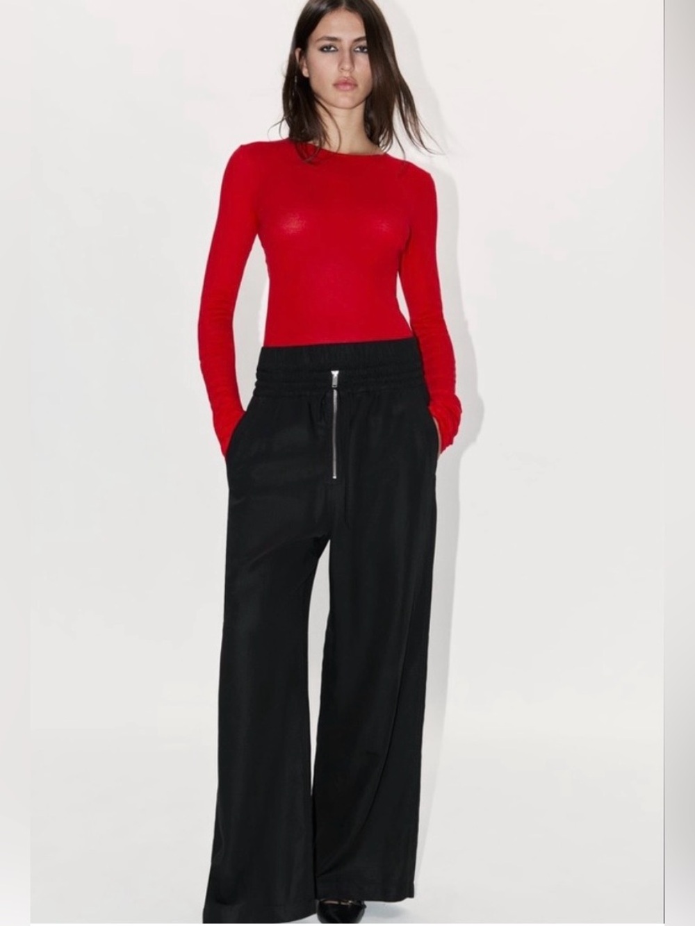 Zara Black Double Waist Pants